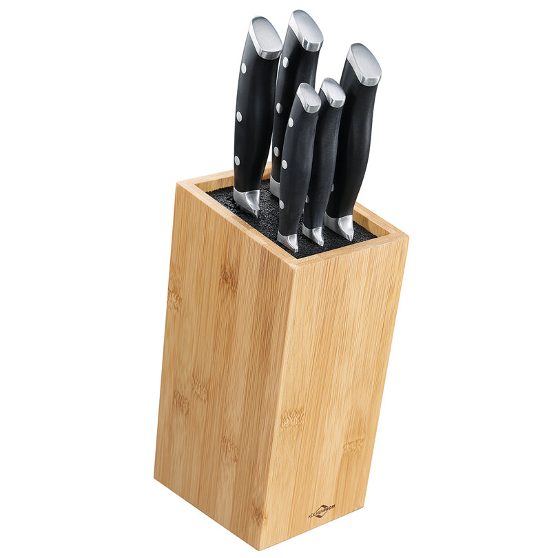 Ceppo coltelli inclinato "Primus", attrezzato con 5 coltelli cm 10x14x27