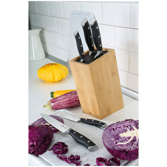 Ceppo coltelli inclinato "Primus", attrezzato con 5 coltelli cm 10x14x27