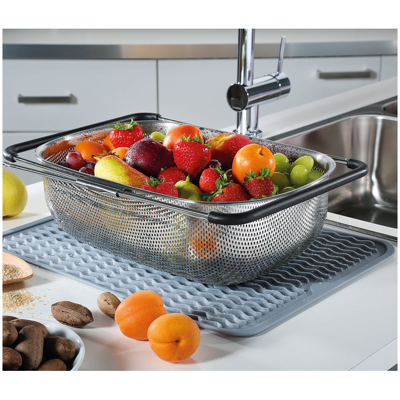 Scolapasta rettangolare "Deluxe", con manici allungabili cm 34x24,5x11,5
