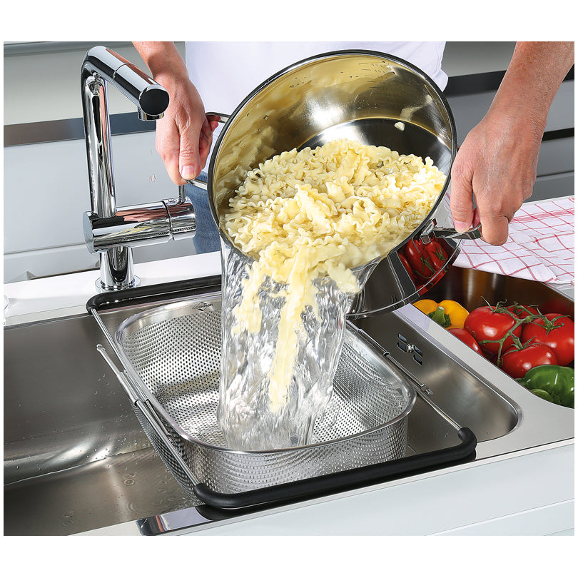 Scolapasta rettangolare "Deluxe", con manici allungabili cm 34x24,5x11,5