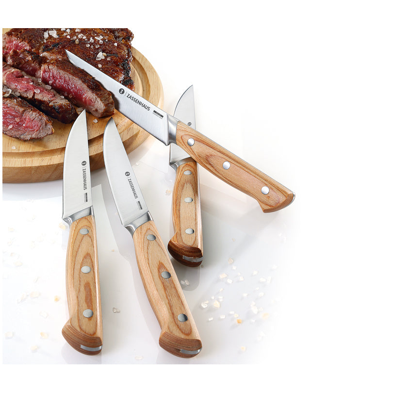 Coltello bistecca in confezione da 4 pezzi, custodia in legno inclusa cm 13/23,5