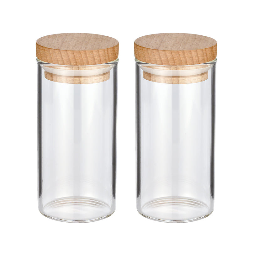 Barattolo spezie con coperchio in legno faggio, confezione 2 pezzi ml 100/cm Ø4,5x10