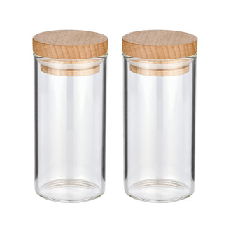 Barattolo spezie con coperchio in legno faggio, confezione 2 pezzi ml 100/cm Ø4,5x10
