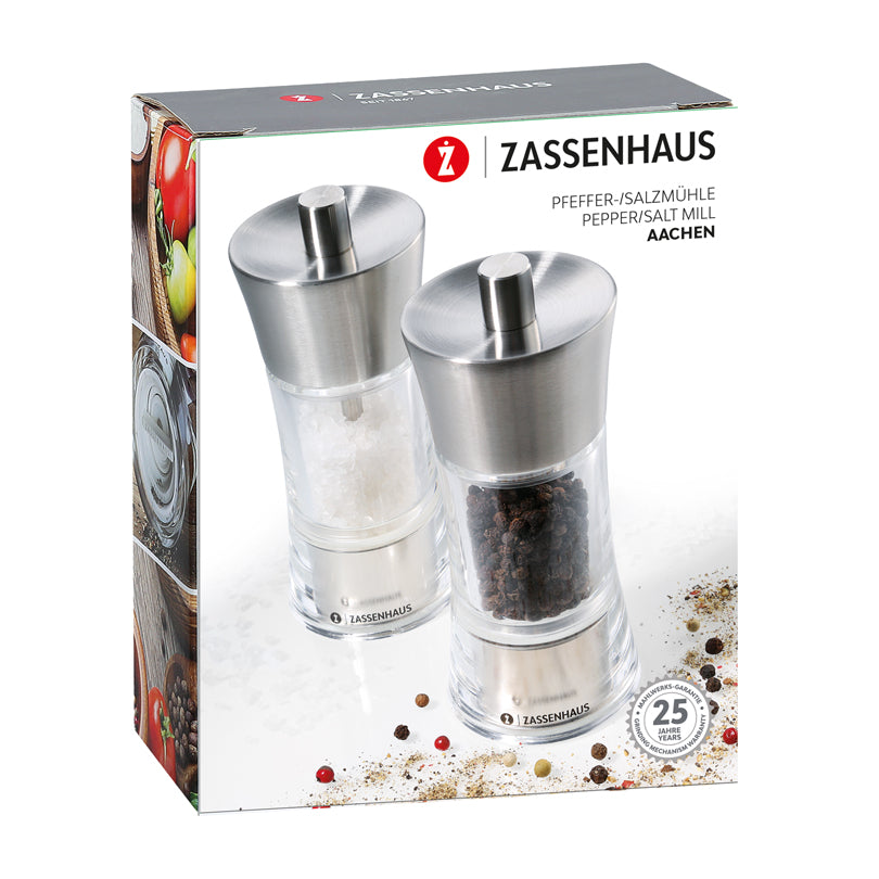 Set macinapepe e macinasale "Aachen", in confezione regalo cm Ø6x14