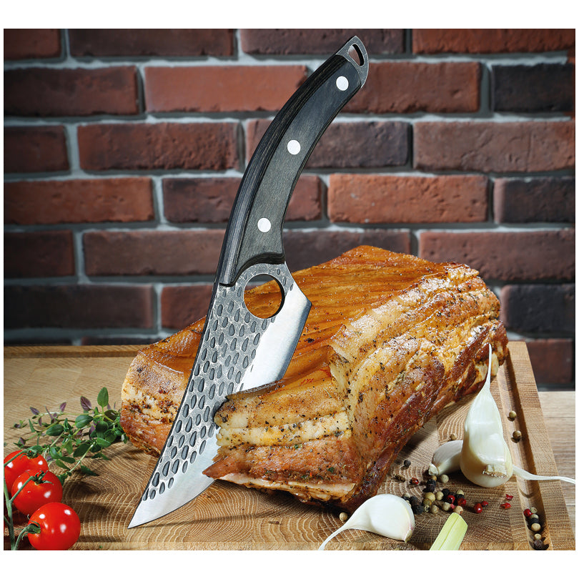 Coltello cuoco "Ranger" con custodia in pelle, dotata di un pratico laccio per fissarla alla cintura cm 15/28