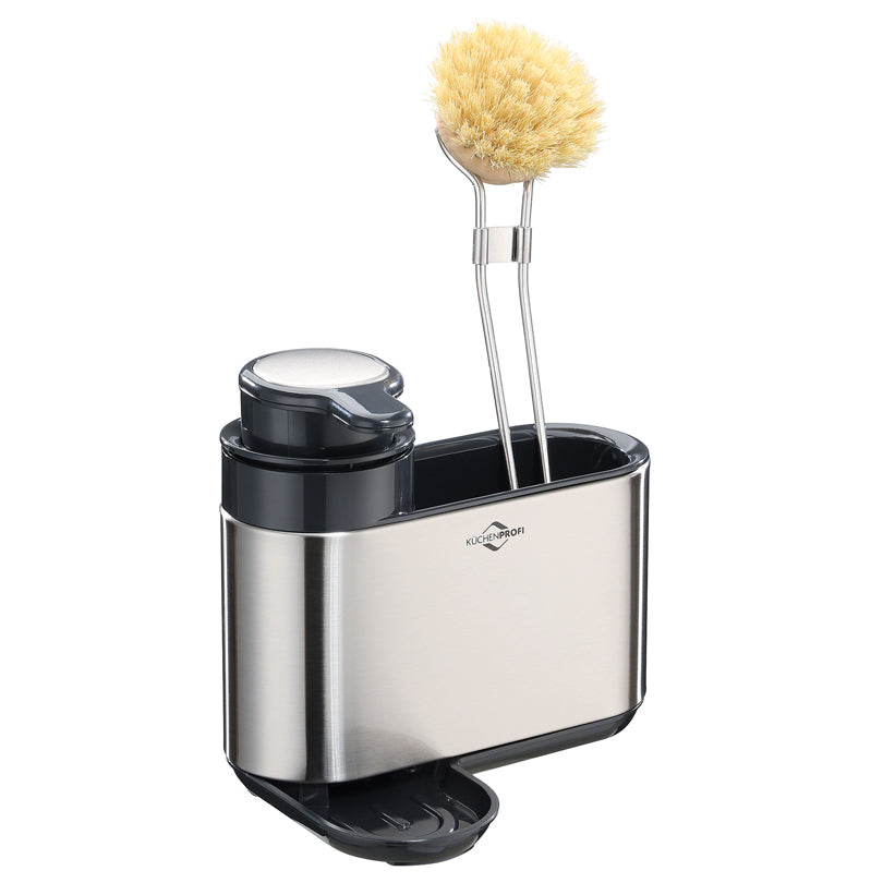 Dispenser per detersivo piatti/sapone liquido con pratico portaspugna "Primus" cm 18x13x16