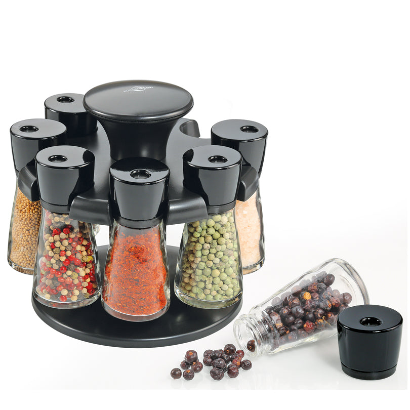 Portaspezie girevole "Rondo" con 8 barattoli vuoti cm Ø19x17