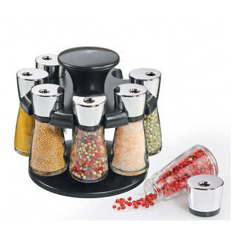Portaspezie girevole "Rondo" con 8 barattoli vuoti cm Ø19x17