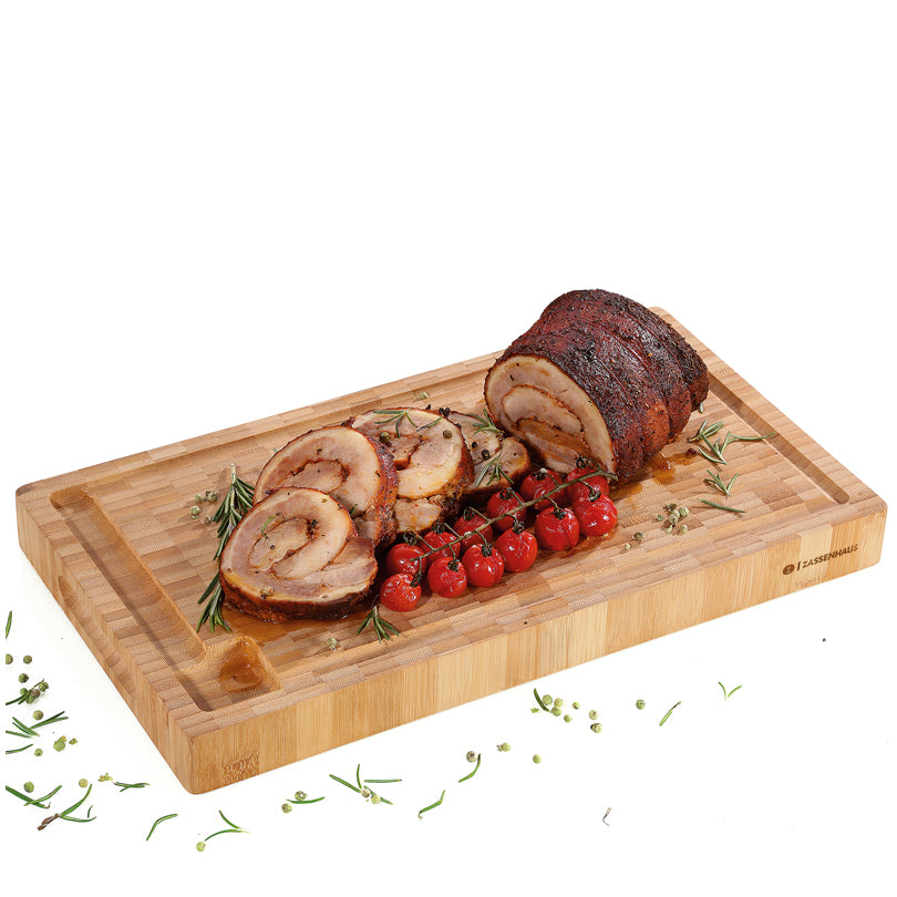 Tagliere alto rettangolare con scanalatura cm 45x25x4