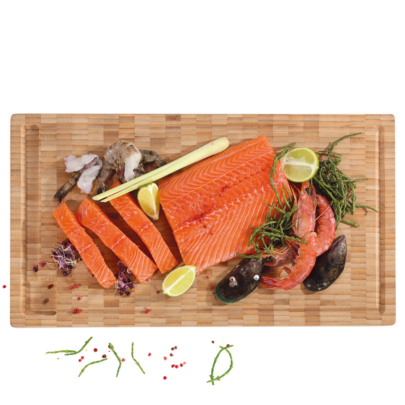 Tagliere alto rettangolare con scanalatura cm 54x30x4