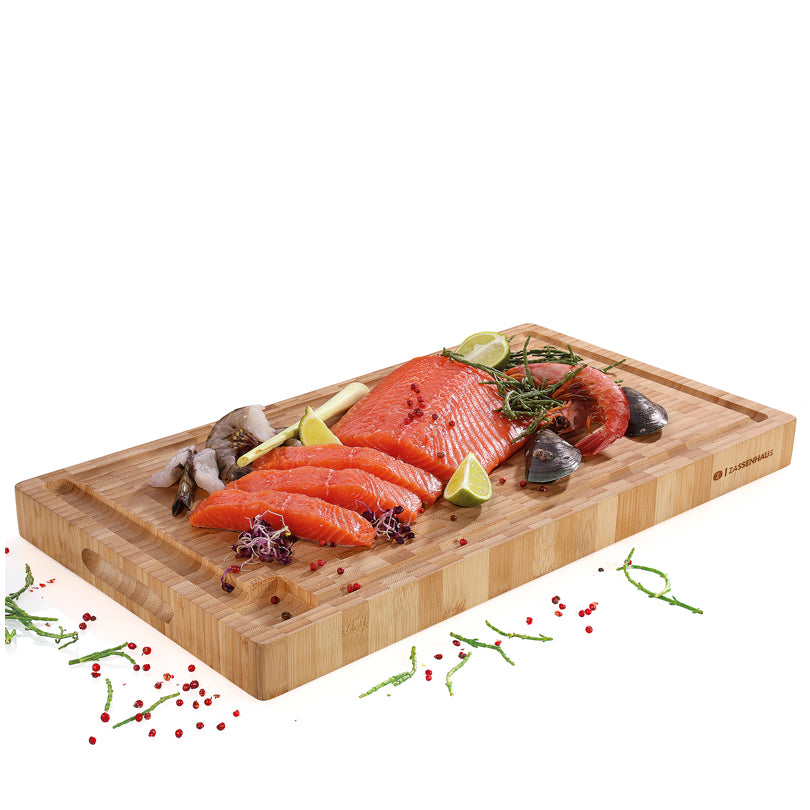 Tagliere alto rettangolare con scanalatura cm 54x30x4