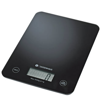 Bilancia da cucina digitale e ricaricablie "Balance USB" con piatto in vetro 1g/5kg cm 16x21,5x2