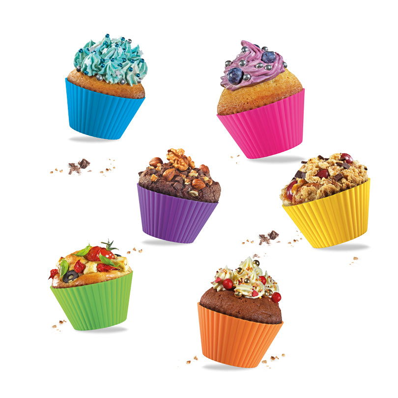 Stampo/Pirottini muffin "Bake", in confezione assortita da 6 pezzi ml 180/cm Ø9x5