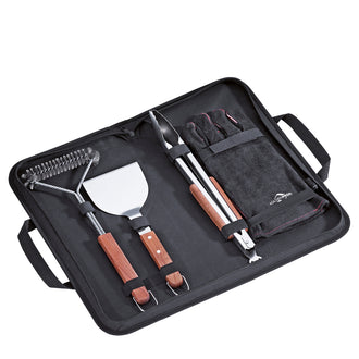 BBQ-Set "Texas" 4 pezzi, con borsa nera in nylon