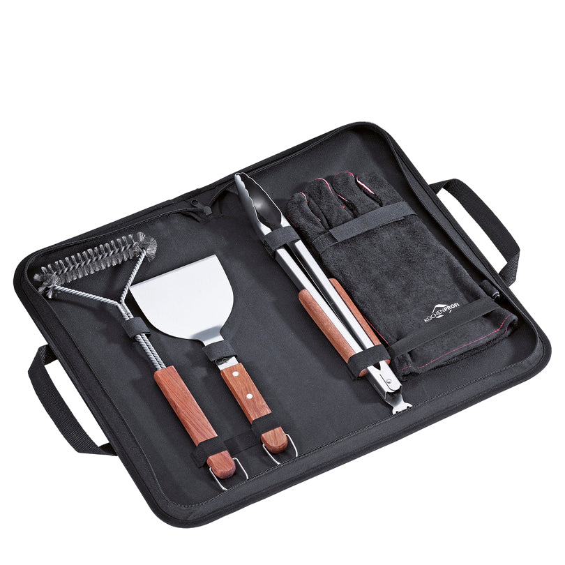 BBQ-Set "Texas" 4 pezzi, con borsa nera in nylon