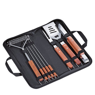 BBQ-Set "Texas" 8 pezzi, con borsa nera in nylon