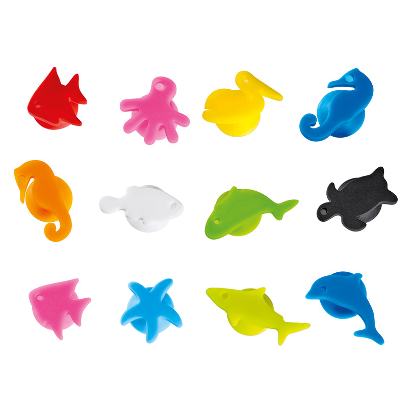 Segnabicchiere riutilizzabile "Nautico", confezione assortita da 12 pezzi cm 1,4x1,7x1,4