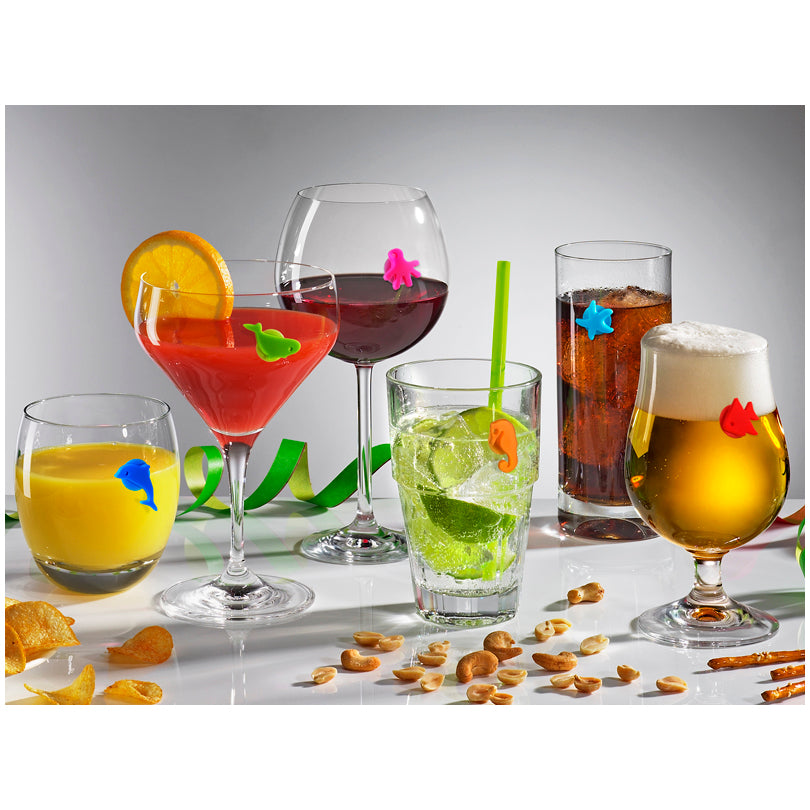 Segnabicchiere riutilizzabile "Nautico", confezione assortita da 12 pezzi cm 1,4x1,7x1,4