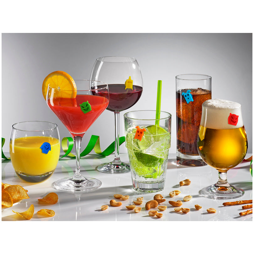 Segnabicchiere riutilizzabile "Fantasma", confezione assortita da 12 pezzi cm 1,4x1,7x1,4