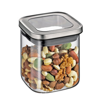 Barattolo quadrato "Cubo" con coperchio a finestra ml 650/cm 10,2x10,2x