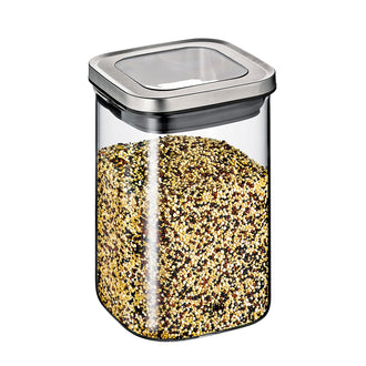 Barattolo quadrato "Cubo" con coperchio a finestra l 1/cm 10,2x10,2x14,
