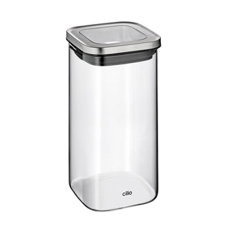 Barattolo quadrato "Cubo" con coperchio a finestra l 1,35/cm 10,2x10,2x