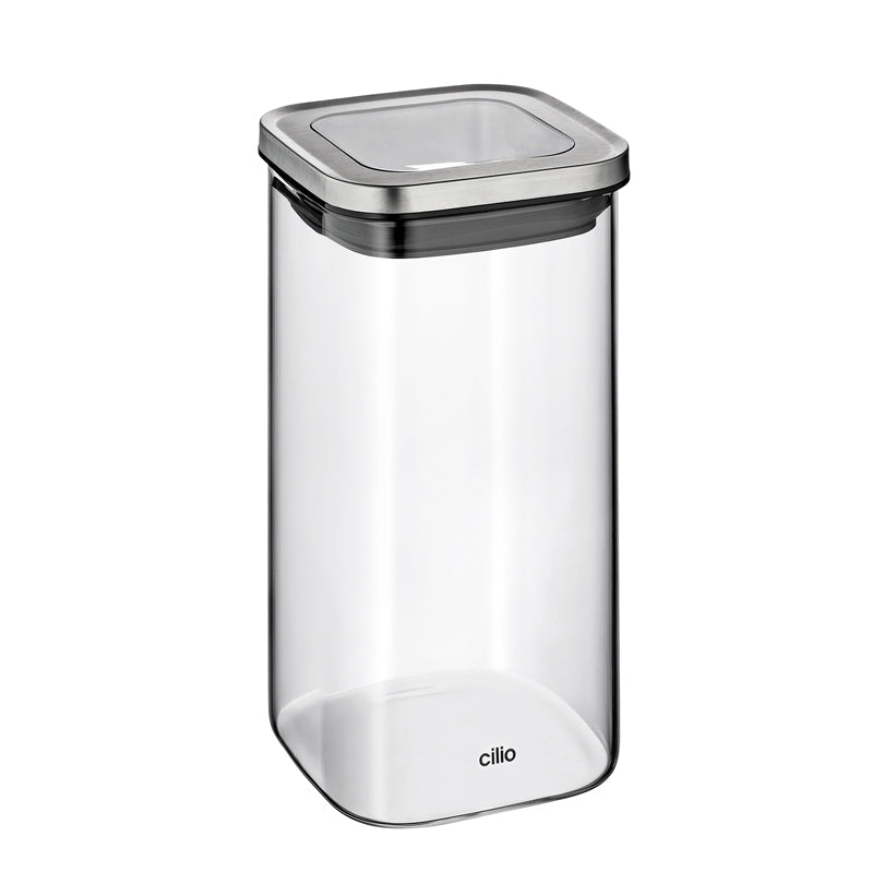 Barattolo quadrato "Cubo" con coperchio a finestra l 1,35/cm 10,2x10,2x