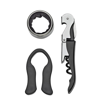 Set da vino "Piemonte", 3 pezzi in scatola regalo in legno cm 15x16,5x5