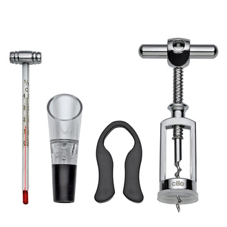 Set da vino "Lombardia", 4 pezzi in scatola regalo in legno cm 21,5x21,5x5,5