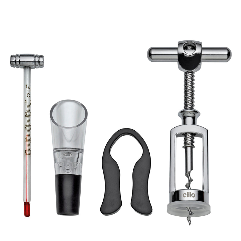 Set da vino "Lombardia", 4 pezzi in scatola regalo in legno cm 21,5x21,5x5,5