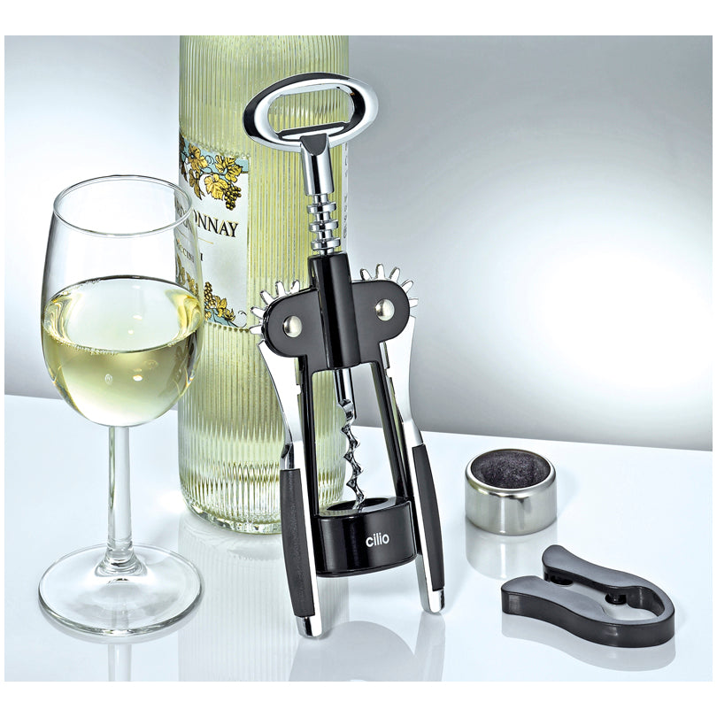 Set da vino "Toscana", 3 pezzi in scatola regalo in legno cm 26x16,5x6