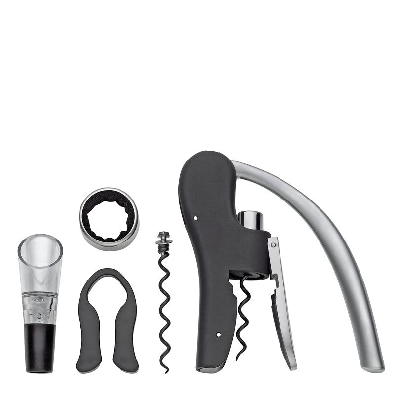 Set da vino "Trentino", 5 pezzi in scatola regalo in legno cm 30x20x5,5