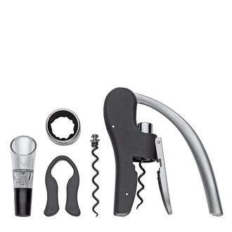 Set da vino "Trentino", 5 pezzi in scatola regalo in legno cm 30x20x5,5