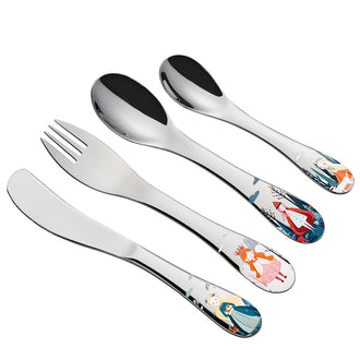 Posate per bambini "Princess", confezione 4 pezzi cm 13,5-17