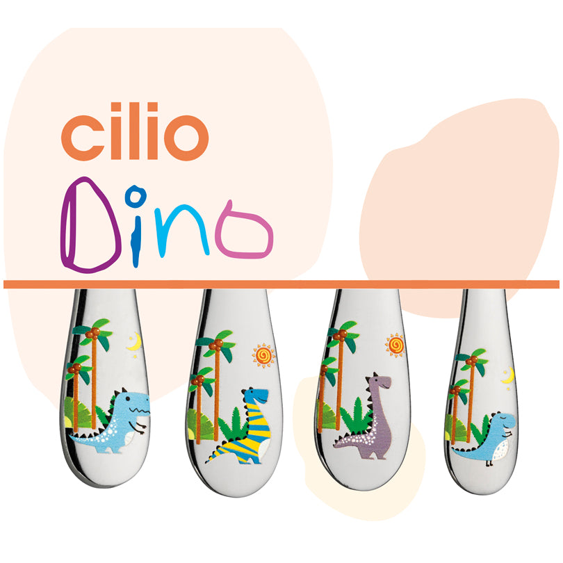 Posate per bambini "Dino", confezione 4 pezzi cm 13,5-17