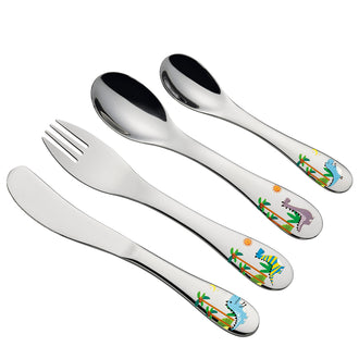 Posate per bambini "Dino", confezione 4 pezzi cm 13,5-17