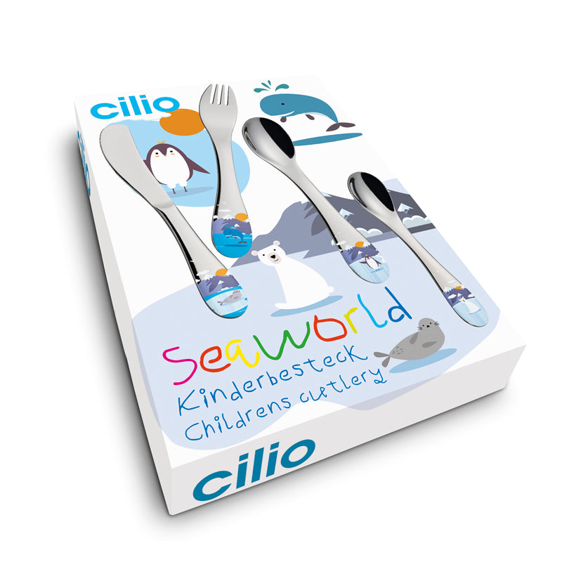 Posate per bambini "Seaworld", confezione 4 pezzi cm 13,5-17