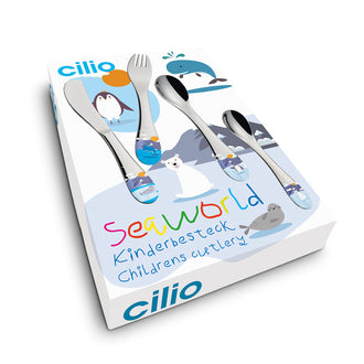 Posate per bambini "Seaworld", confezione 4 pezzi cm 13,5-17