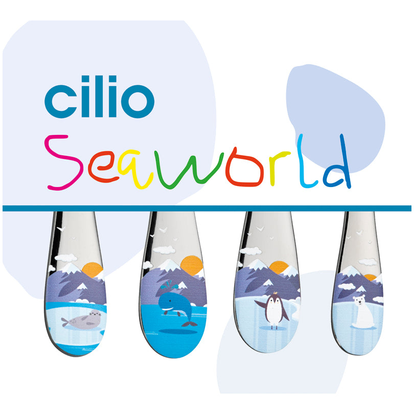 Posate per bambini "Seaworld", confezione 4 pezzi cm 13,5-17