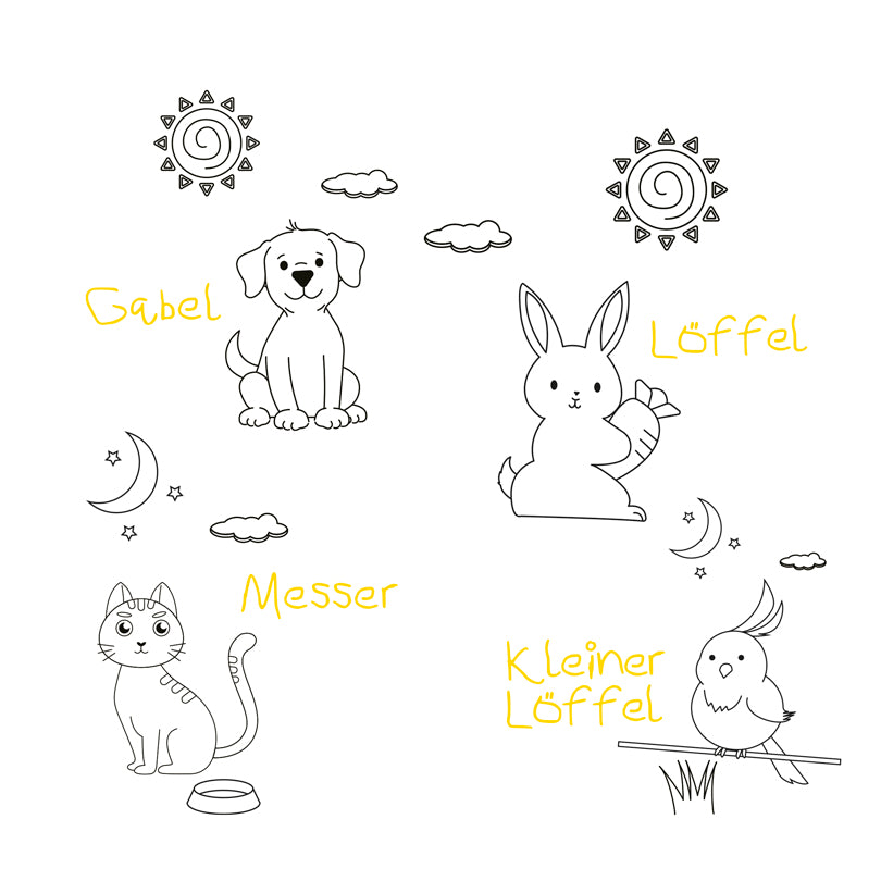 Posate per bambini "Little Friends", confezione 4 pezzi cm 13,5-17