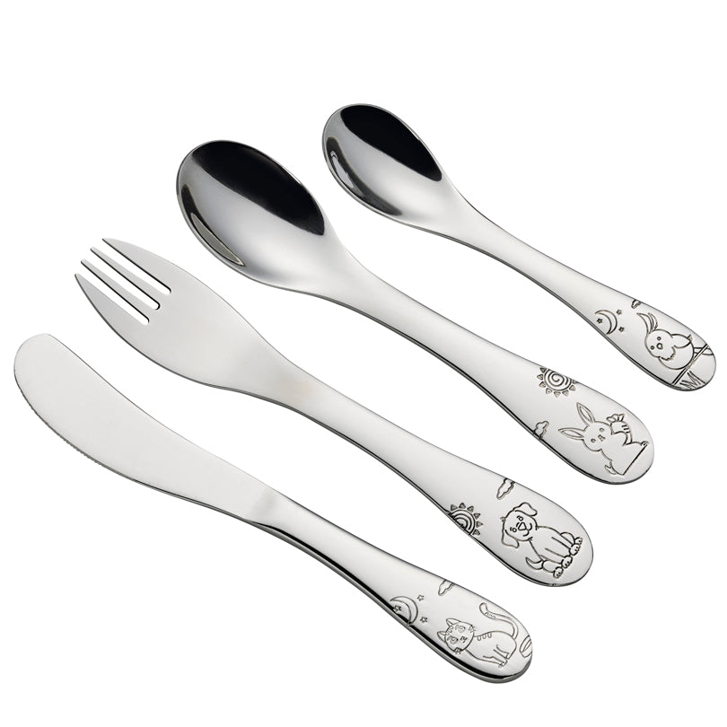 Posate per bambini "Little Friends", confezione 4 pezzi cm 13,5-17