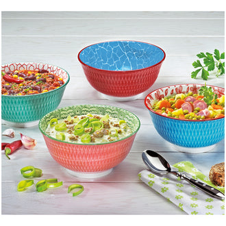 Ciotola müsli, ramen o finger food "Amici - Rombi blu" ml 850/cm Ø18x8