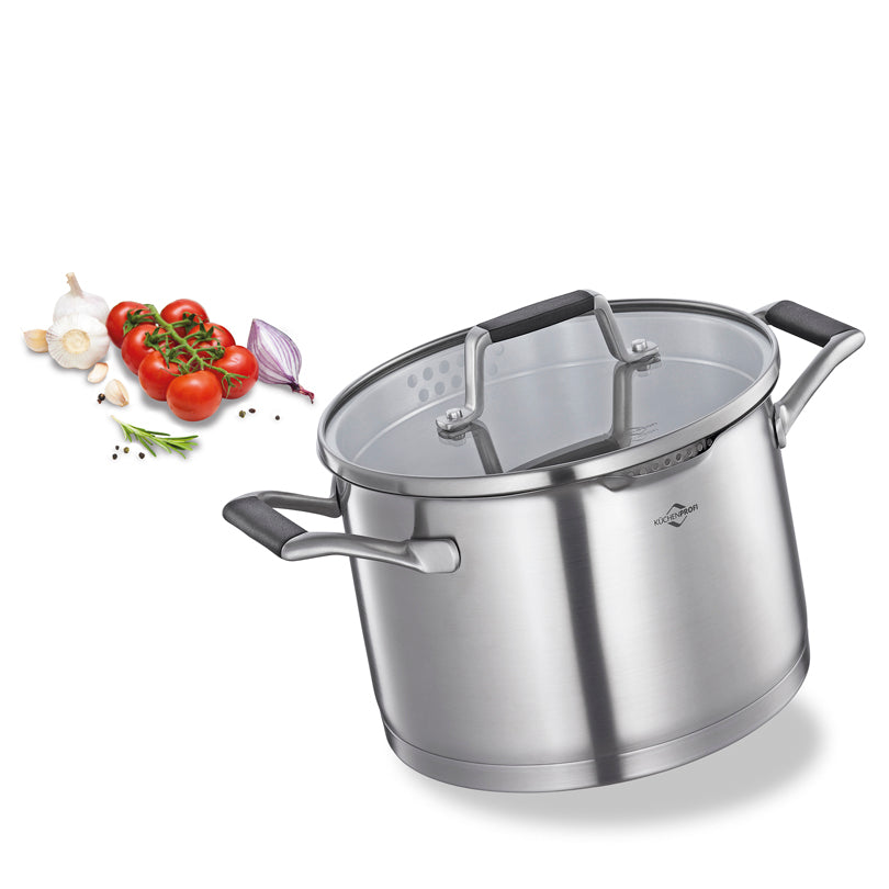 Casseruola alta con coperchio in vetro "Bologna" l 4/cm Ø20x13