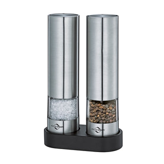 Set macinapepe & macinasale elettrico "Ohio" con supporto per macine in legno cm Ø4,5x17/cm 11x5,7