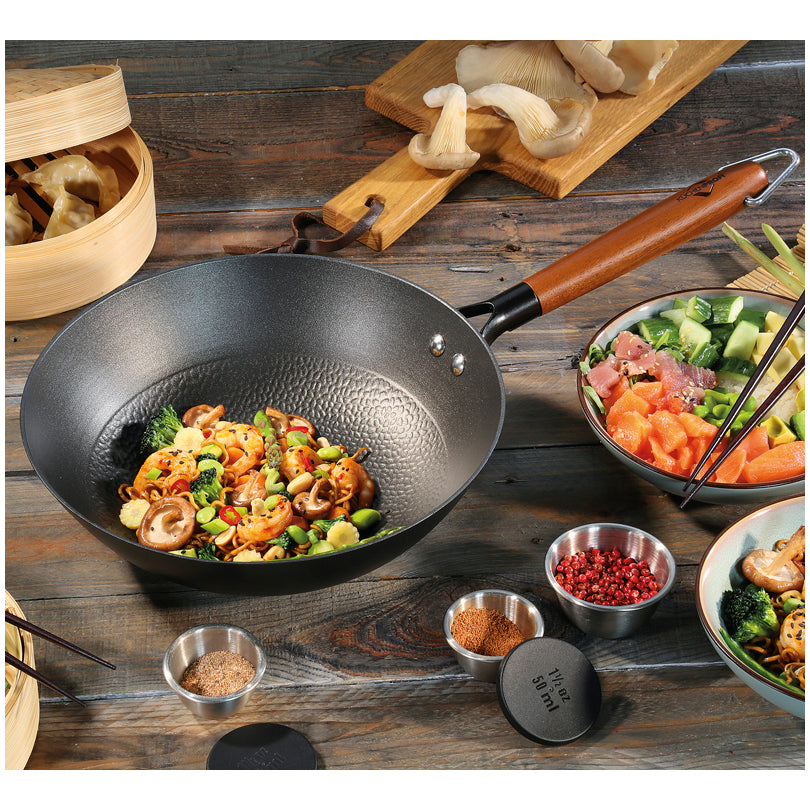 Wok "Country" con manico in legno cm Ø28x8