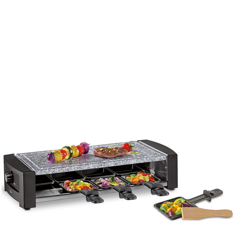 Raclette con piastra in granito "HotStone8", per 8 persone cm 48x20,5x10,5