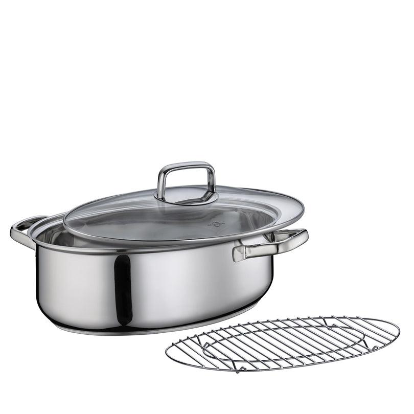 Casseruola ovale "Pisa" con coperchio in vetro l 8,5/cm 40,5x32x20,