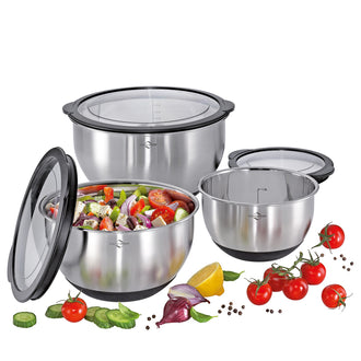 Kit 3 Bastardelle antiscivolo "Deluxe", coperchi inclusi cm Ø16, cm Ø20, cm Ø