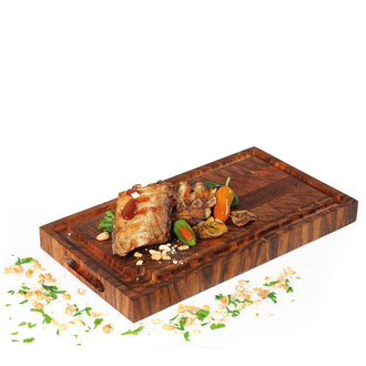 Tagliere rettangolare con scanalatura e struttura a mosaico cm 45x25x4