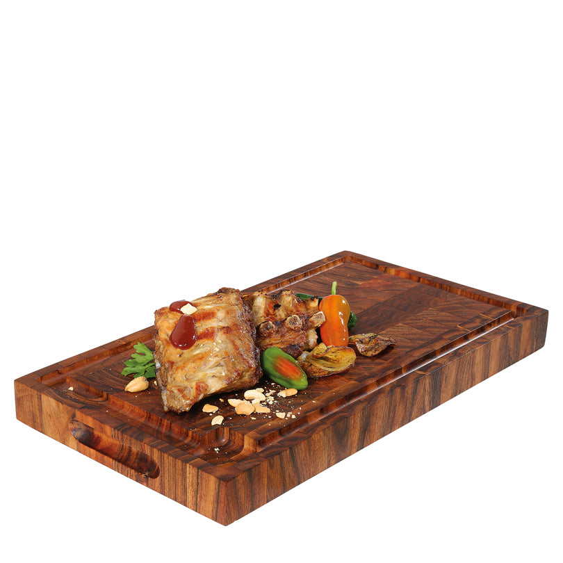 Tagliere rettangolare con scanalatura e struttura a mosaico cm 45x25x4